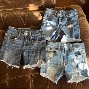 American Eagle High Rise Shortie Shorts size 00 includes all 3 pairs